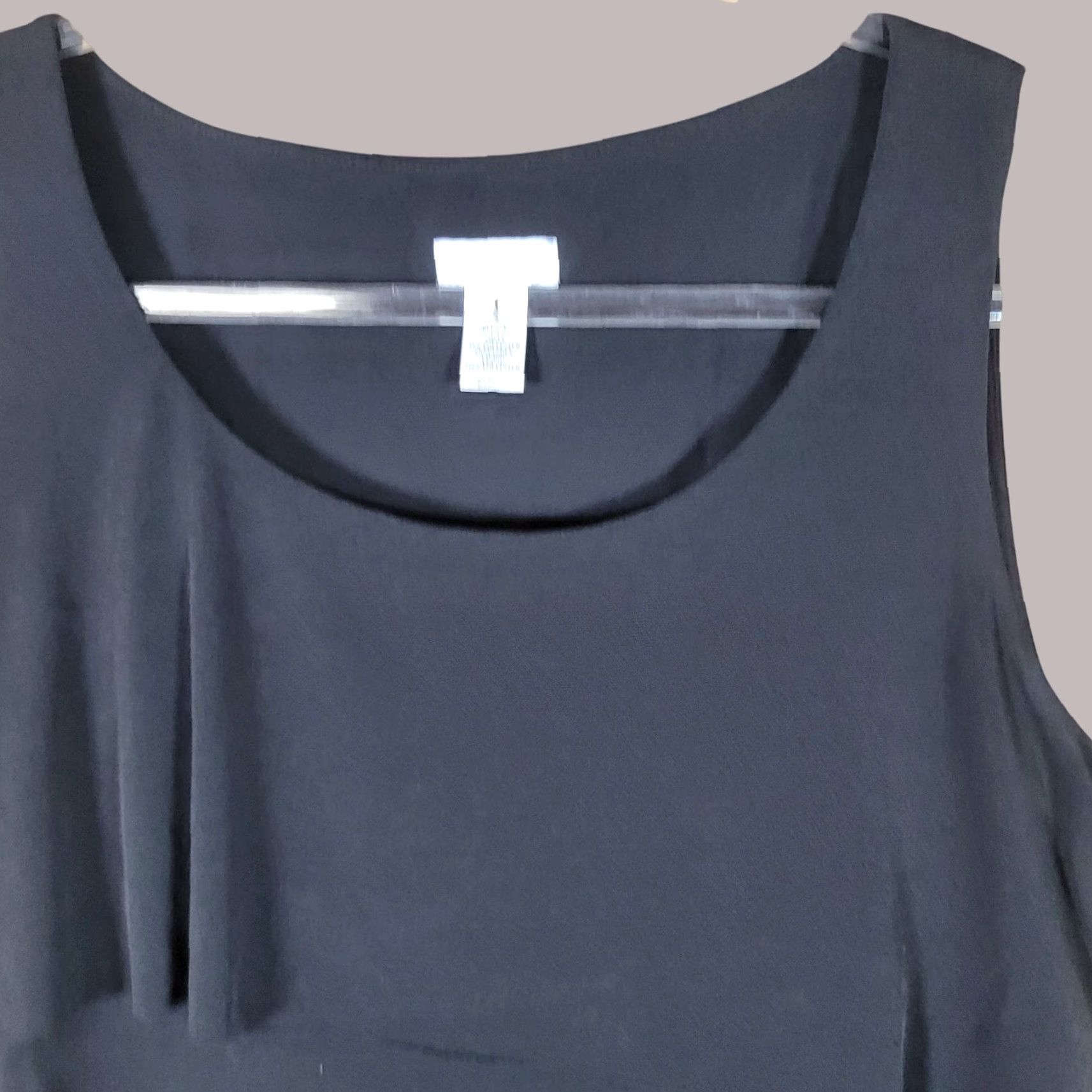 Vintage Chicos Tank Dress Womens Sleeveless Tiered Knee Length Black Polyester/Spandex Size 1 Regular Casual Summer Spring Shirt/ Dress Womens Size XS / US 0-2 / IT 36-38 - 2 Thumbnail