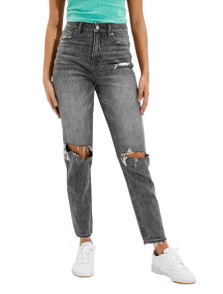 American Eagle Outfitters MOM W29 Dark Grey Distress Jeans 88791 Size 29" - 1 Thumbnail
