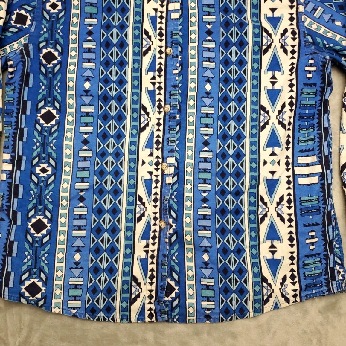 Vintage VINTAGE CABELA'S Shirt Womens XL Blue Aztec Pattern Long Sleeve Flannel Western Size XL / US 12-14 / IT 48-50 - 2 Thumbnail