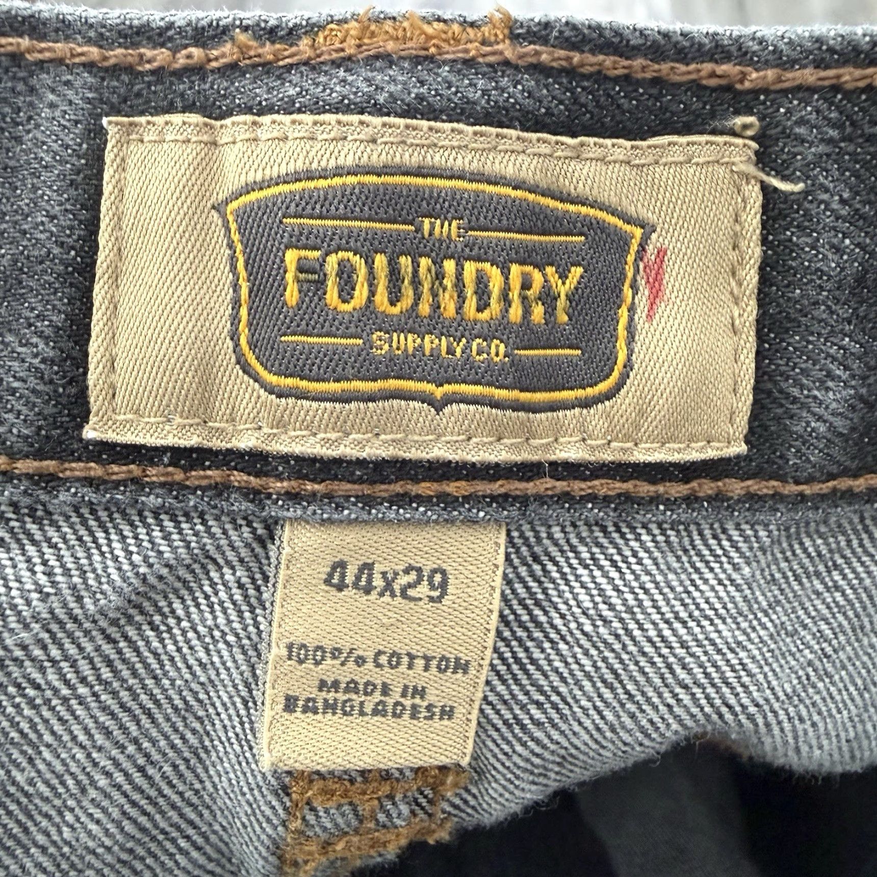 Vintage Foundry Jeans Mens 44x29 Black Gray Denim Straight Leg Cotton Relaxed 5-Pocket Zip Button Size US 44 / EU 60 - 2 Thumbnail