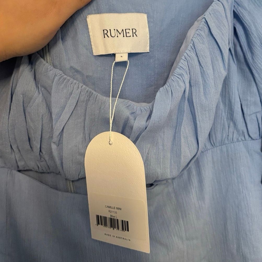 REVOLVE NWT RUMER Camille Long Sleeve Mini Dress In Blue Size Large Size L / US 10 / IT 46 - 6 Thumbnail