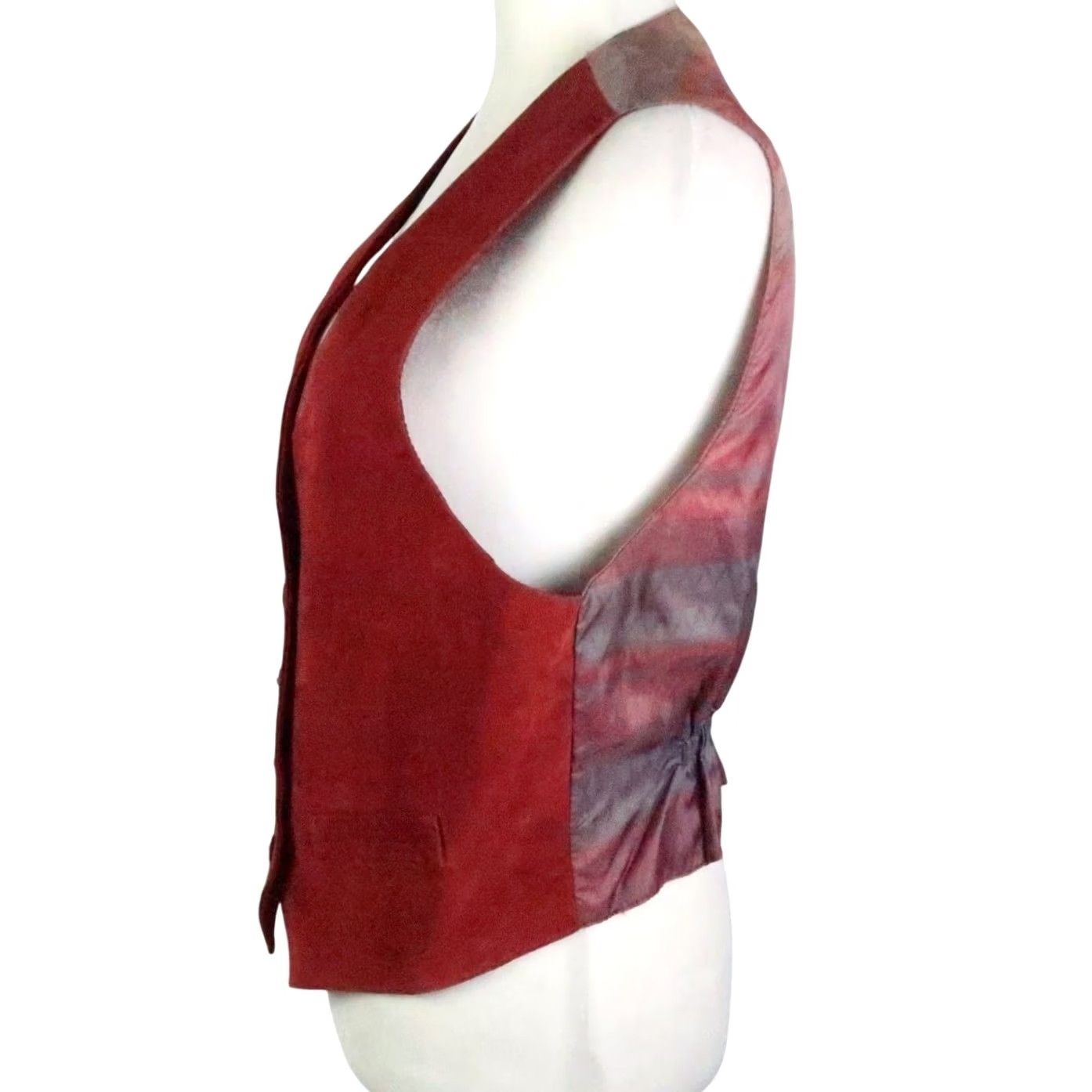 Vintage VINTAGE Arizona Burgundy Red Suede Leather Vest M Women Sleeveless Button Front 90s Bohemian Western Southwestern Casual Solid Short Length Size M / US 6-8 / IT 42-44 - 2 Thumbnail