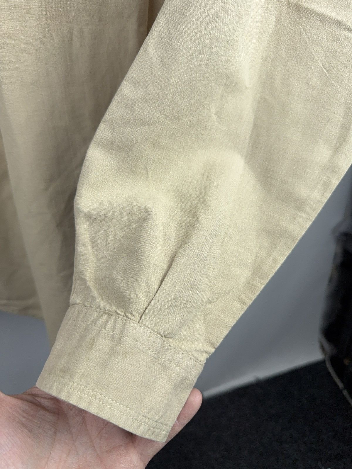 Marlboro Classics 90s Marlboro Classics Beige Linen Work Shirt Vintage L Size US L / EU 52-54 / 3 - 17 Thumbnail