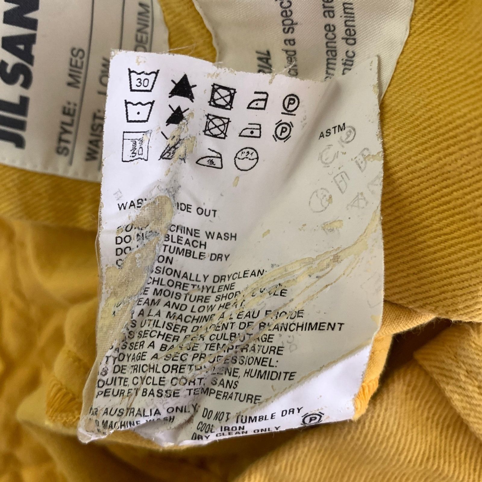 Jil Sander JIL SANDER Size 33 Yellow Cotton Denim Pants Size US 33 - 6 Thumbnail
