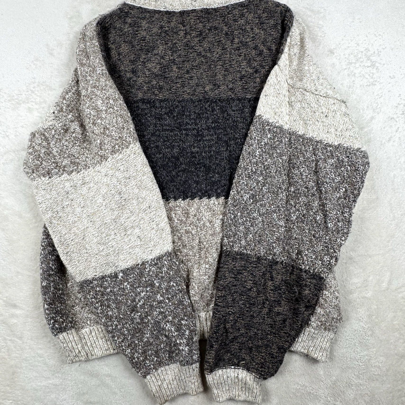 Vintage VINTAGE Old Glory Sweater Mens L Gray Patchwork Knit Wool Blend Pullover 90s Size US L / EU 52-54 / 3 - 4 Thumbnail