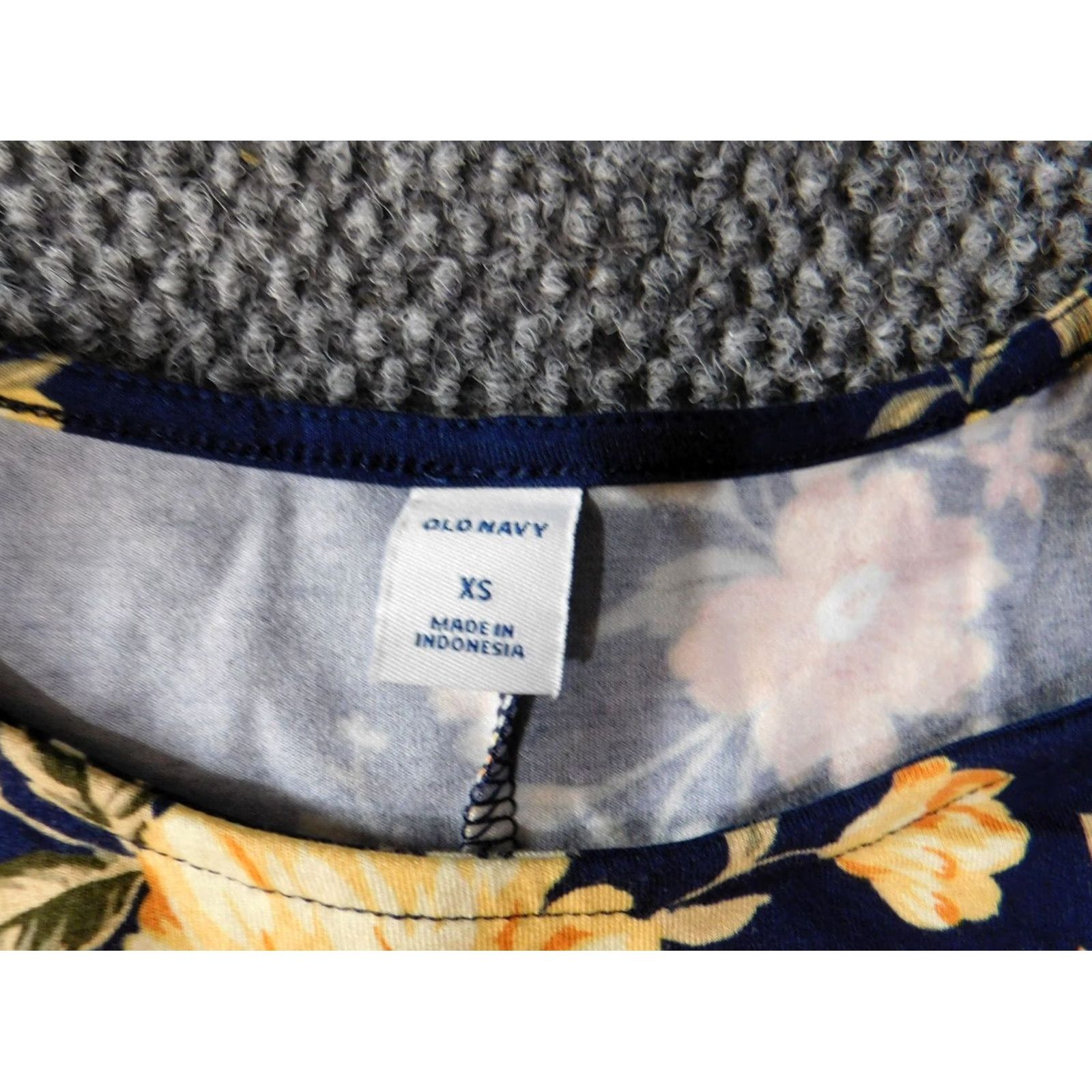 Old Navy Old Navy Womens Dress XS Blue A-Line Floral Rayon Knit Stretch Knee Length Raglan Sleeves Crew Neck Pullover Vintage No Size XS / US 0-2 / IT 36-38 - 5 Thumbnail