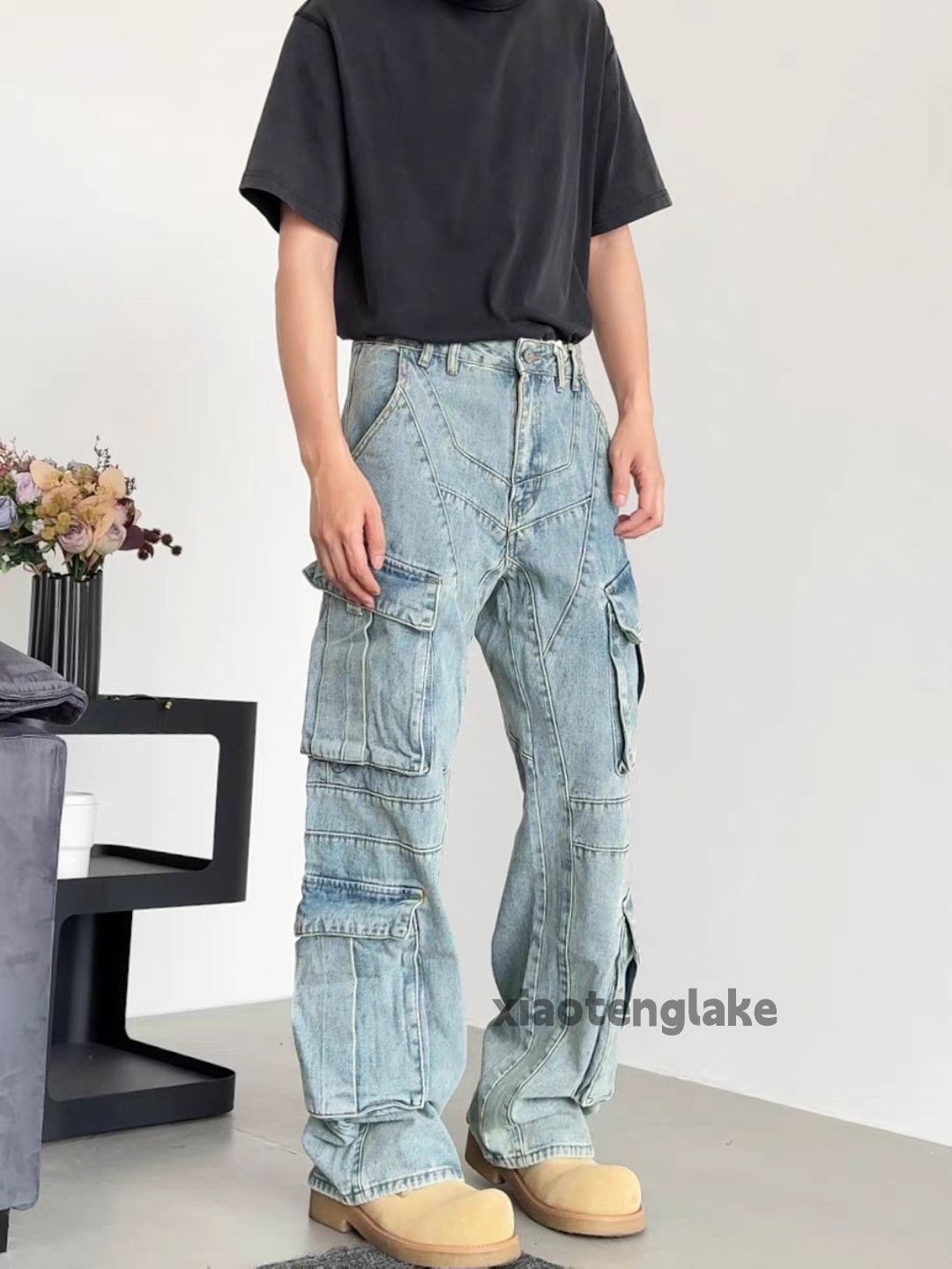Jean × Vintage washed faded punk grunge utility hiphop cargo pants Size US 33 - 1 Thumbnail