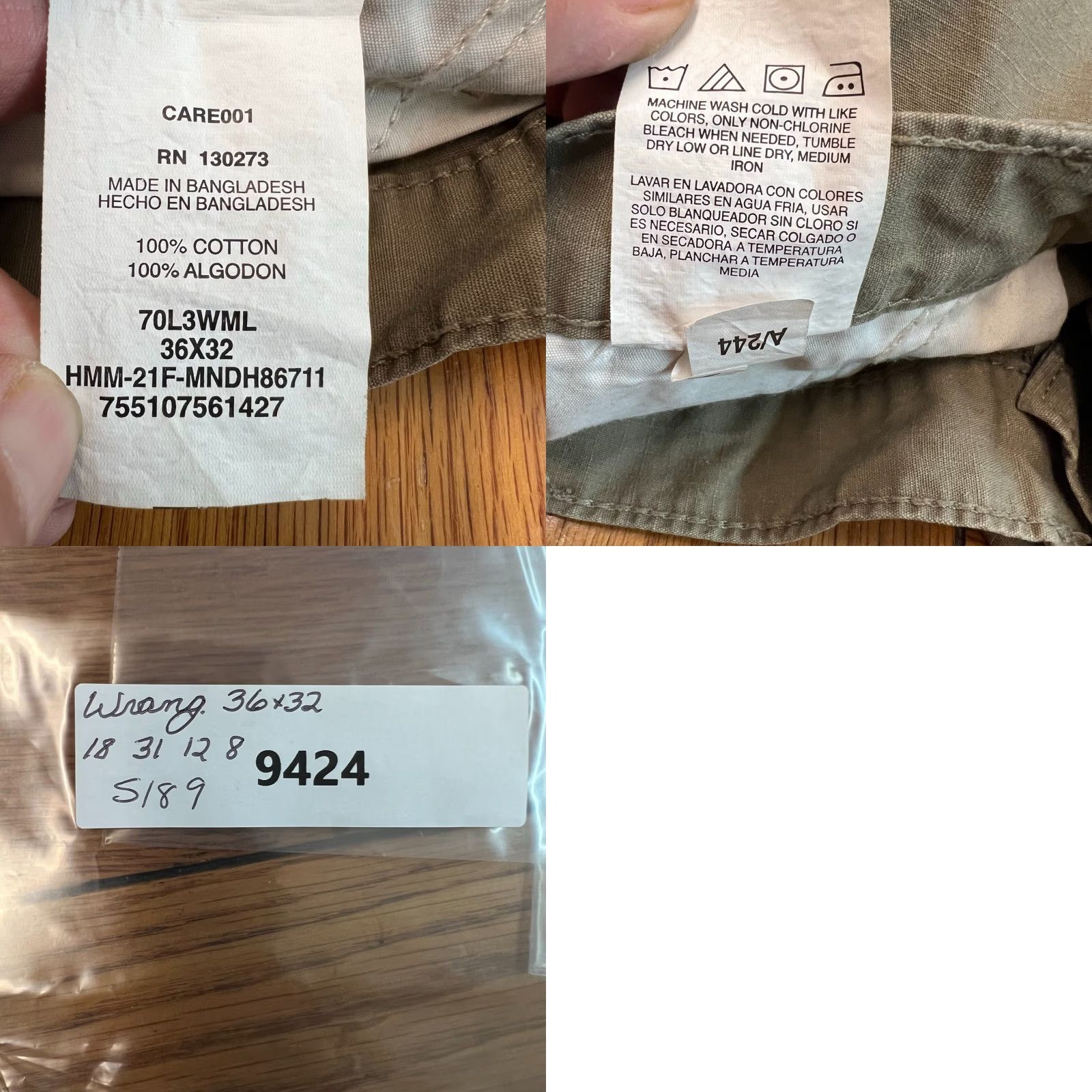 Wrangler Wrangler Cargo Pants Men’s SZ 36 Olive Green Relaxed Fit Ripstop 36x32 Pockets 100% Cotton Workwear USA Seller Size US 36 / EU 52 - 8 Thumbnail