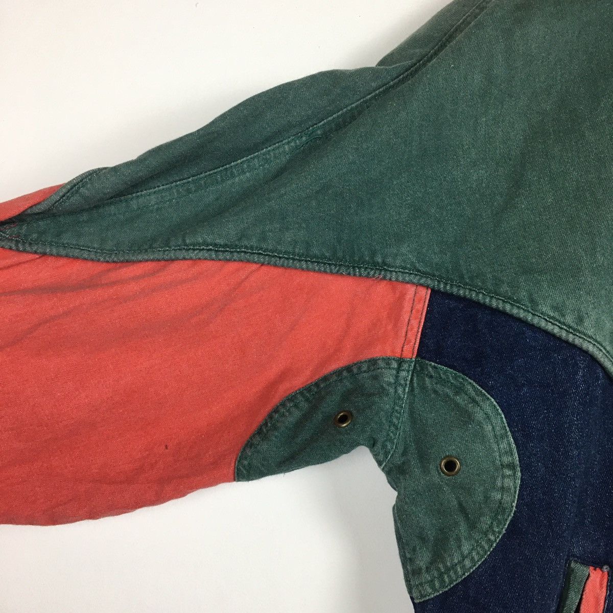 Vintage Vintage Hot Spices Colour Block Denim Bomber Size L / US 10 / IT 46 - 4 Thumbnail