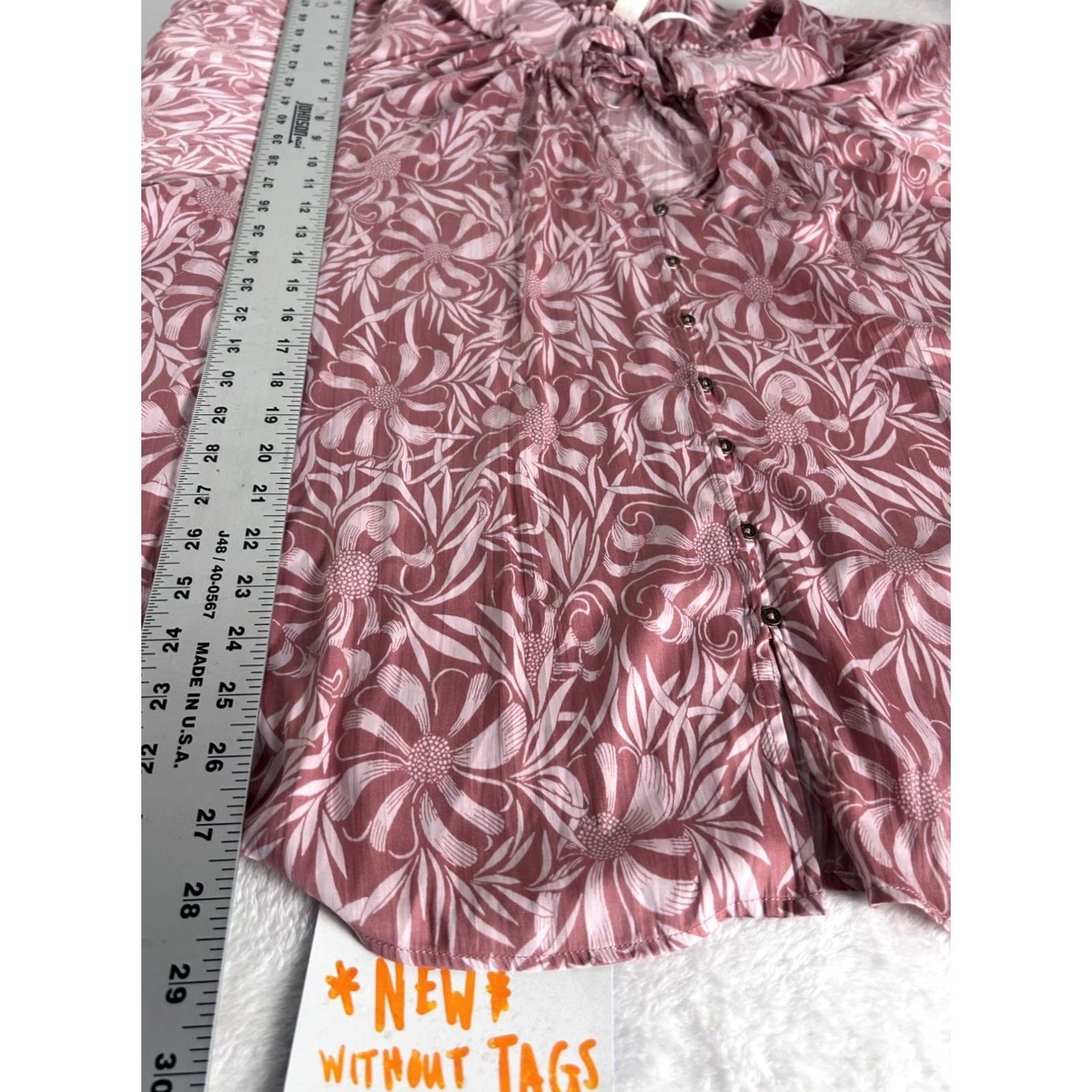 Anthropologie Florence Balducci for Anthropologie Womens Floral Button Down Boho Blouse 2X Pink White NWOT_Sold As Is Size XXL / US 16-18 / IT 52-54 - 8 Thumbnail