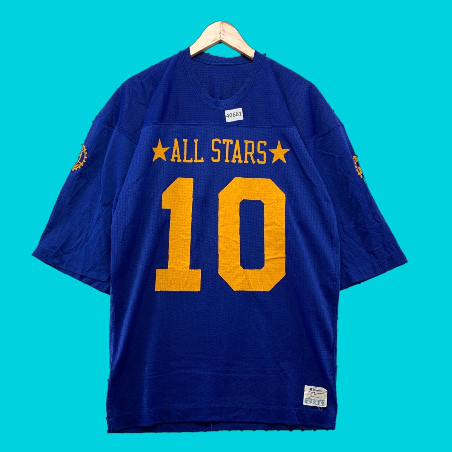 Champion VINTAGE Champion Football Jersey Mens Large Blue WALSH #10 Made USA 70s Jersey T-Shirt Short Sleeve Size US L / EU 52-54 / 3 - 1 Thumbnail