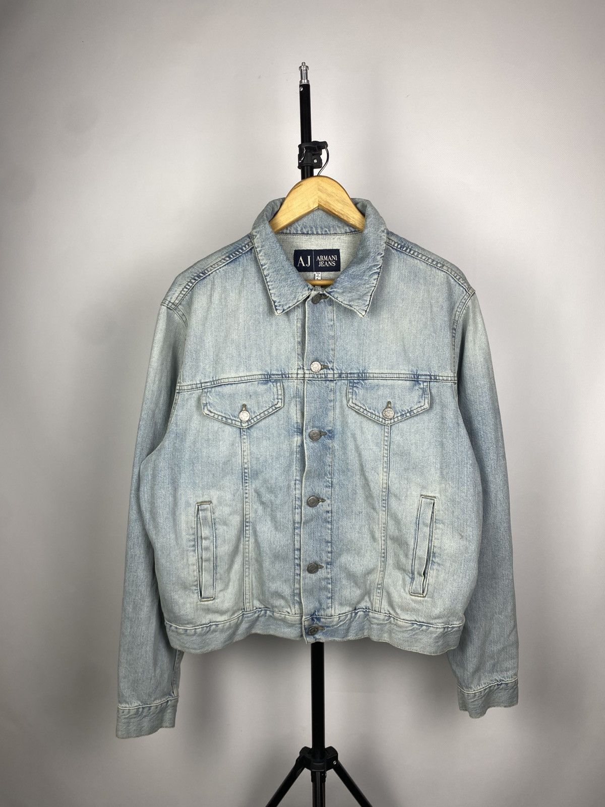 Giorgio Armani Vintage 90s Armani Jeans BIG LOGO Denim Jacket Size US M / EU 48-50 / 2 - 2 Thumbnail