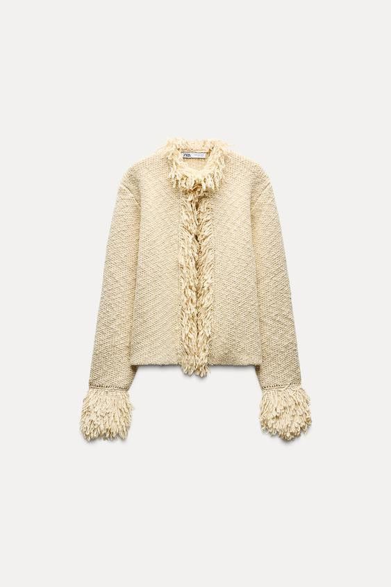 Zara ZARA FRINGED KNIT JACKET Size L / US 10 / IT 46 - 6 Thumbnail