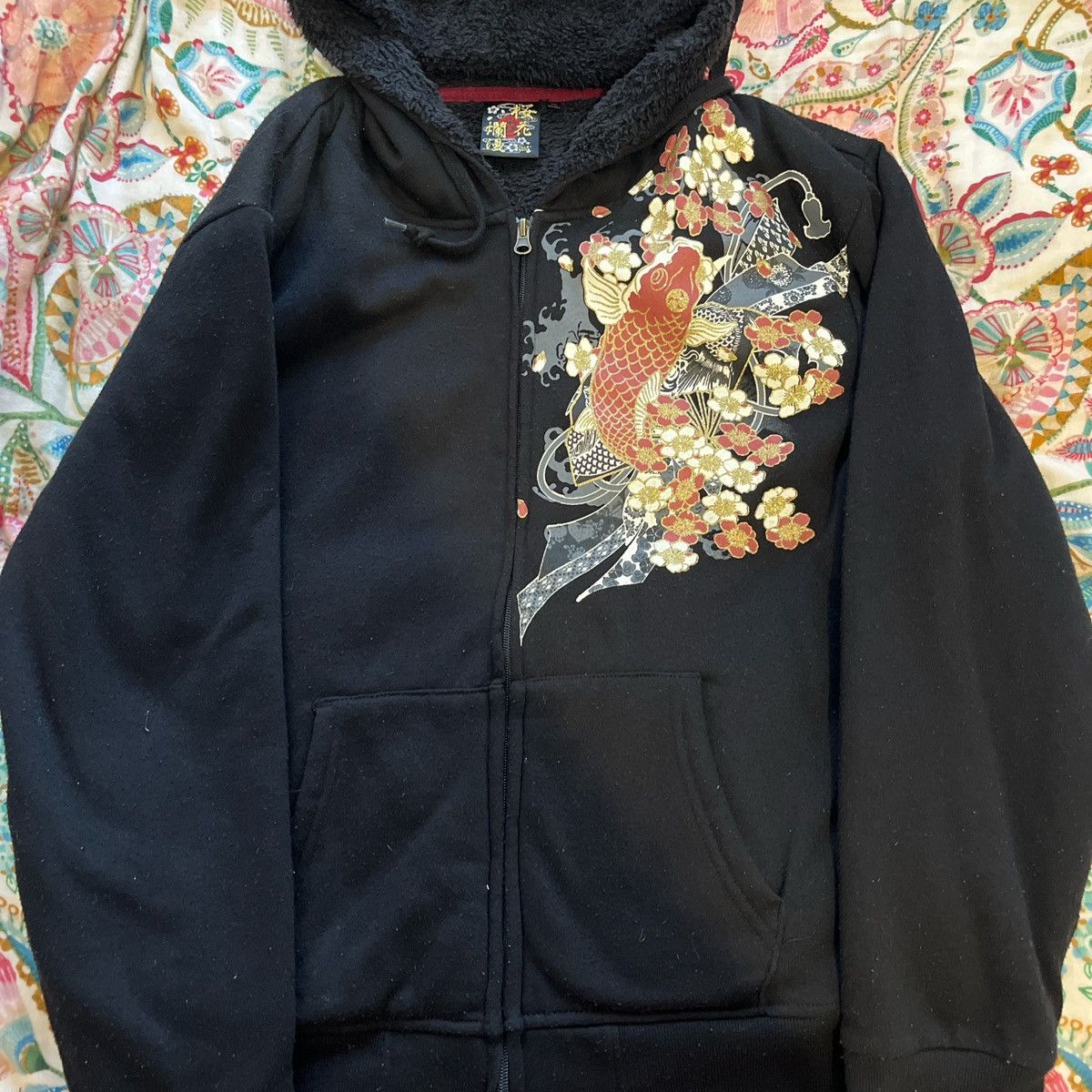 Bullet Noise BULLET NOISE- Black and Gold Koi Fish Zip Up Hoodie Size US XL / EU 56 / 4 - 2 Thumbnail