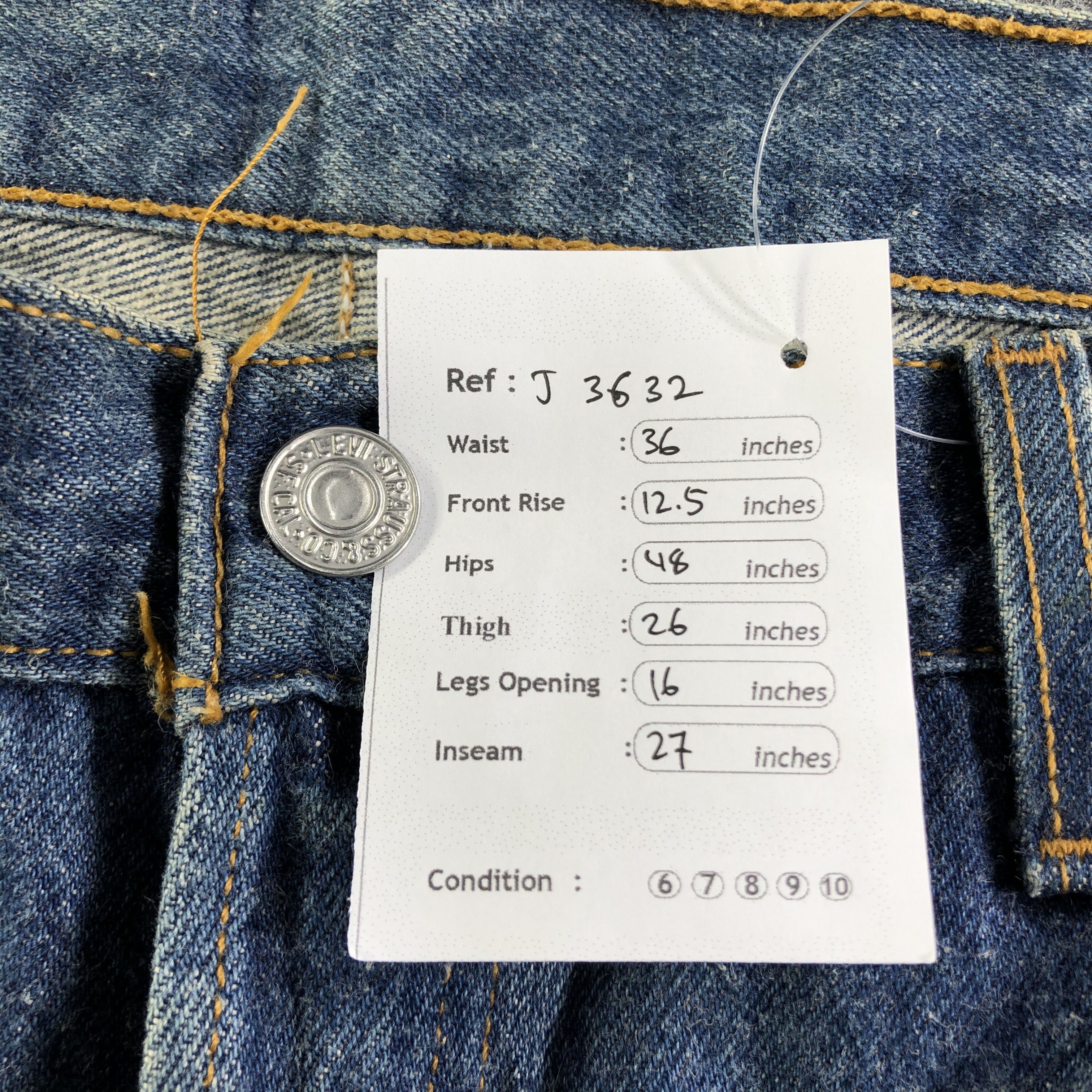 Levi's Vintage 90s Blue Wash Levis 501 Jeans-J3632 Size US 36 / EU 52 - 10 Thumbnail