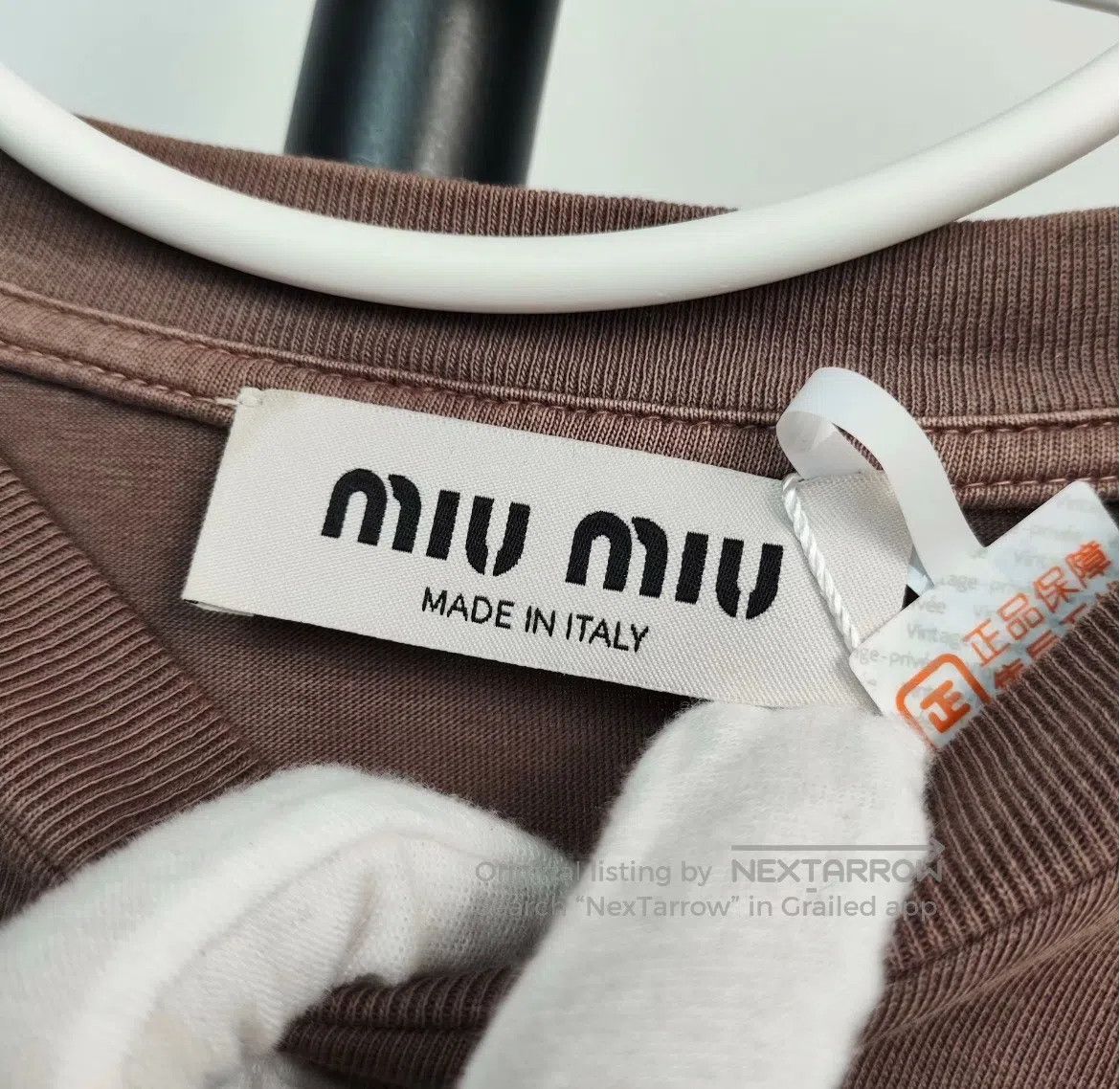 Miu Miu Miu Miu Coffee-colored round neck logo letter print long-s Size US XS / EU 42 / 0 - 4 Thumbnail