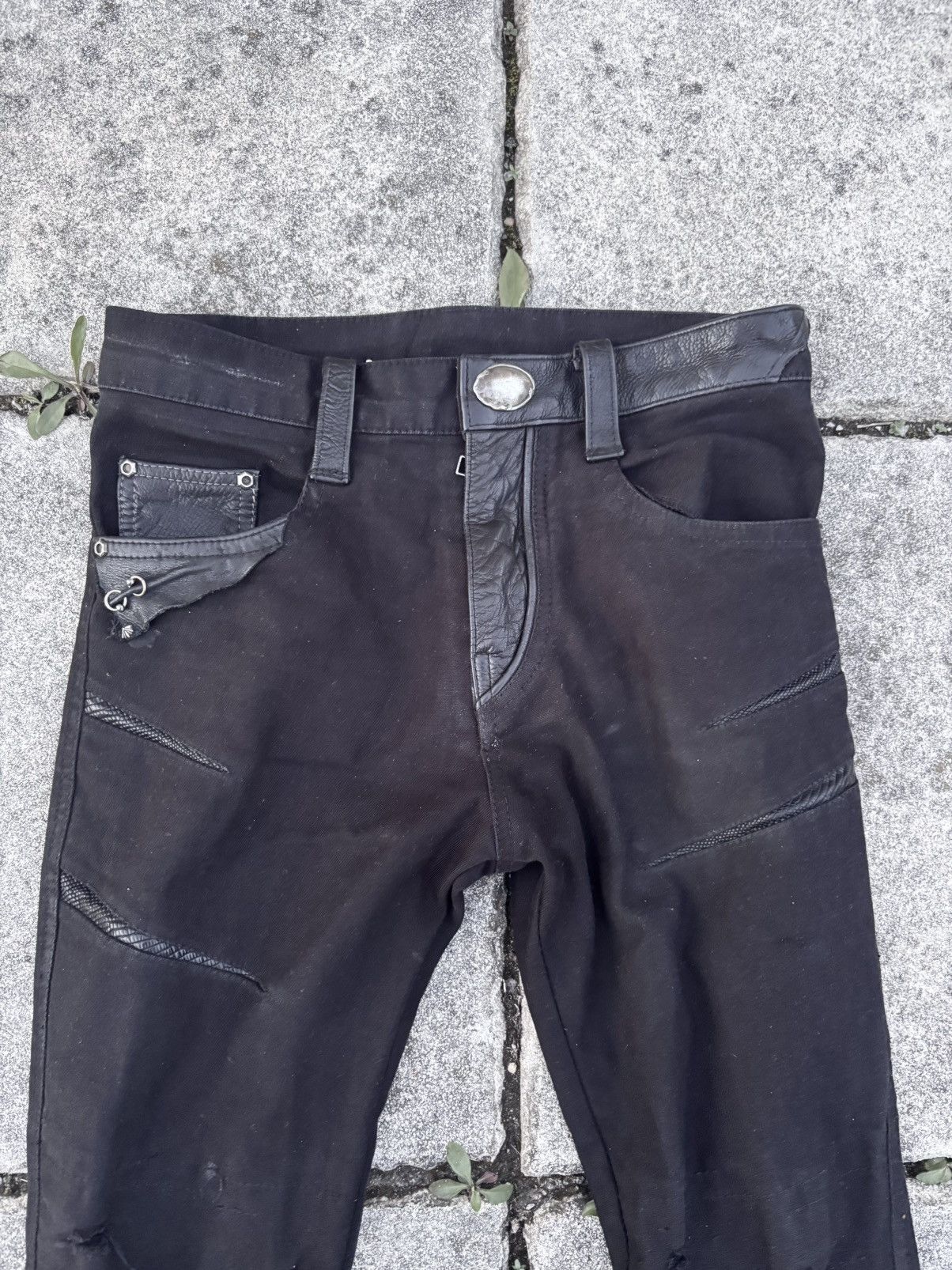 14th Addiction 14th Addiction leather hybrid waxed flared jeans Size US 28 / EU 44 - 4 Thumbnail