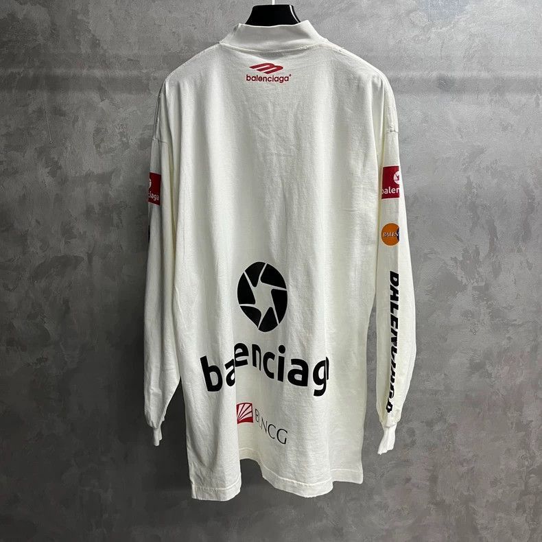 Balenciaga Balenciaga Long Sleeve White Graphic Tee-2506 Size US M / EU 48-50 / 2 - 5 Thumbnail