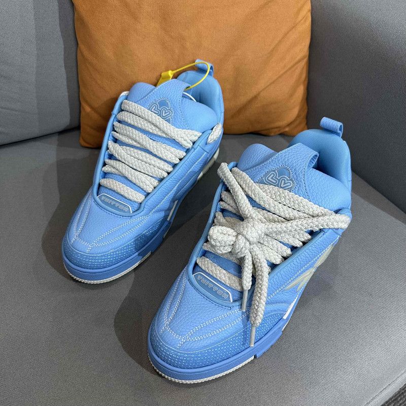 Louis Vuitton Louis Vuitton Blue Leather Low-Top Skate Sneakers 0079 Size US 9.5 / EU 42-43 - 1 Thumbnail