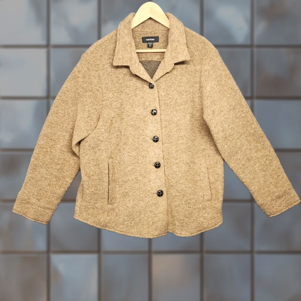 Vintage Karen Kane Womens Cardigan Sweater XL Petite Wool Blend Tan USA Size XL / US 12-14 / IT 48-50 - 1 Thumbnail