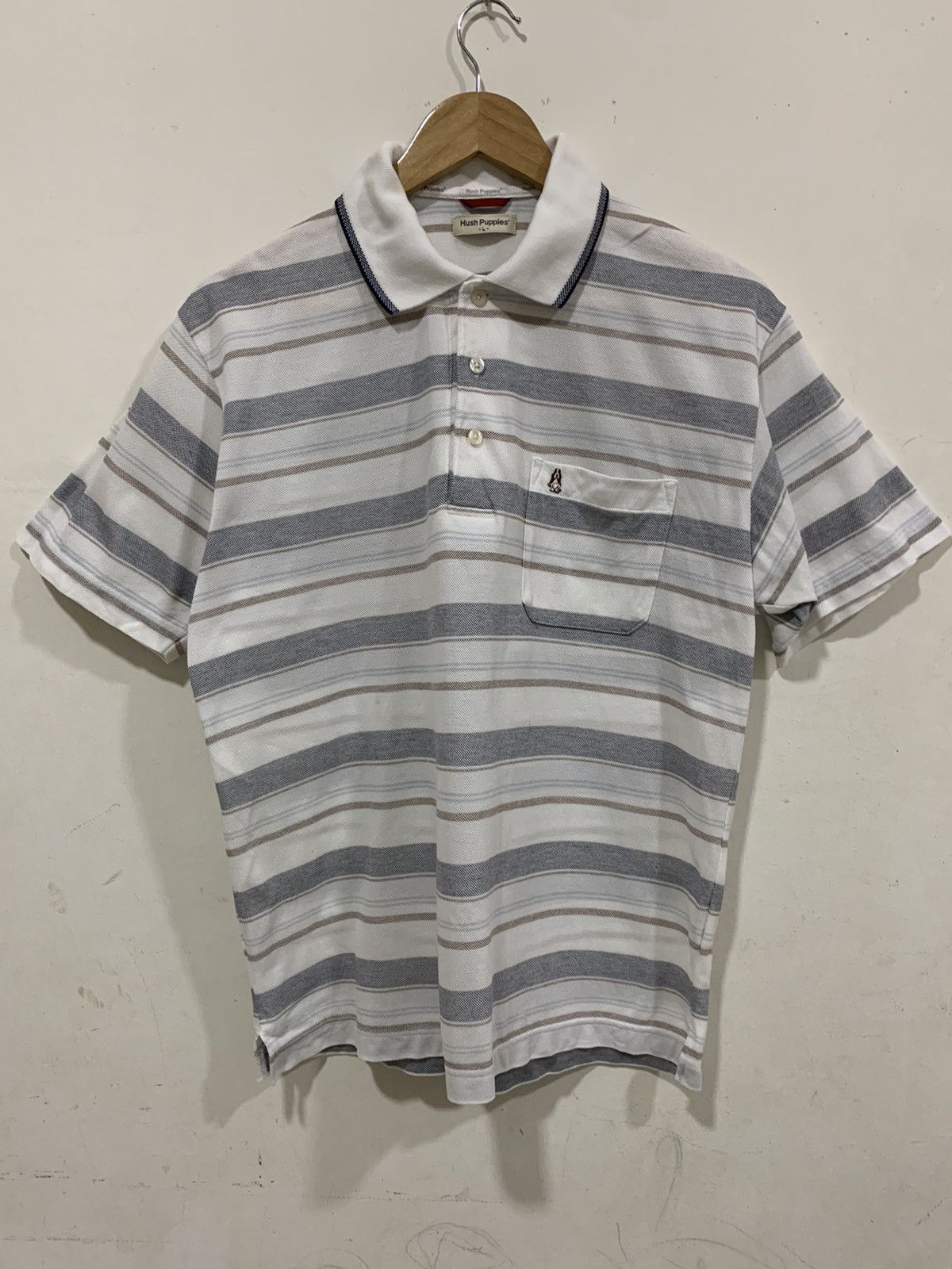Designer Hush puppies shirt size L Large White Stripes Size US L / EU 52-54 / 3 - 1 Thumbnail