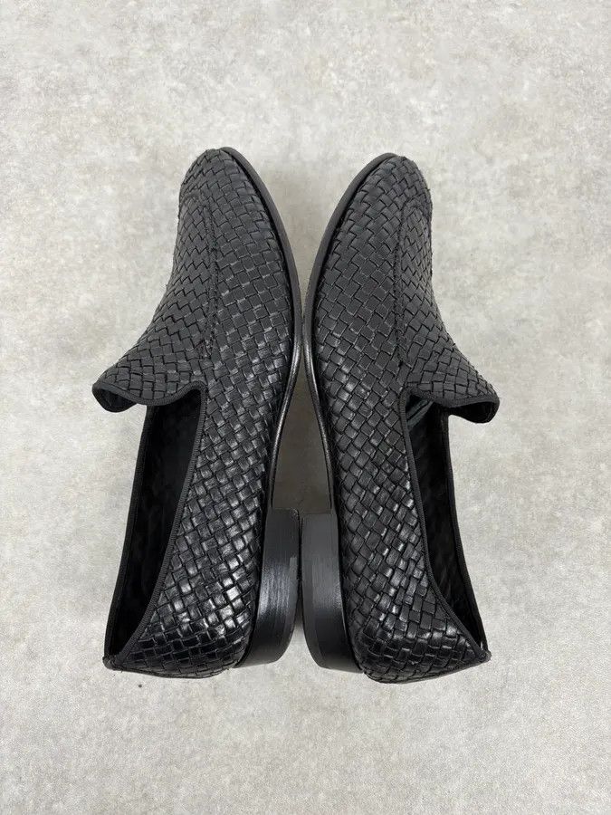 Salvatore Ferragamo Ferragamo Black Woven Leather Loafers Size US 5.5 / EU 38 - 4 Thumbnail