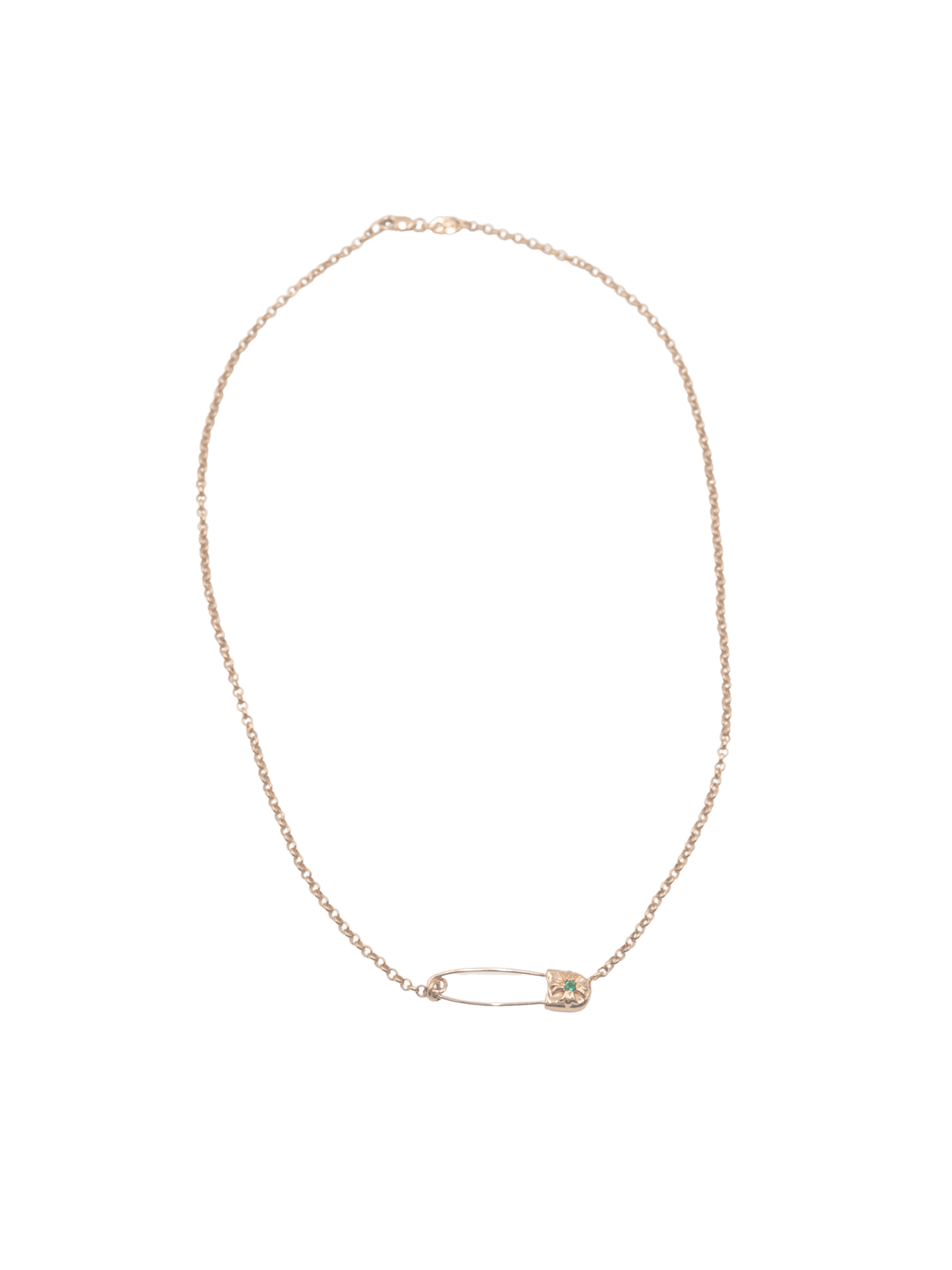 Chrome Hearts Chrome Hearts 22K Gold Emerald Safety Pin Necklace Size ONE SIZE - 1 Thumbnail