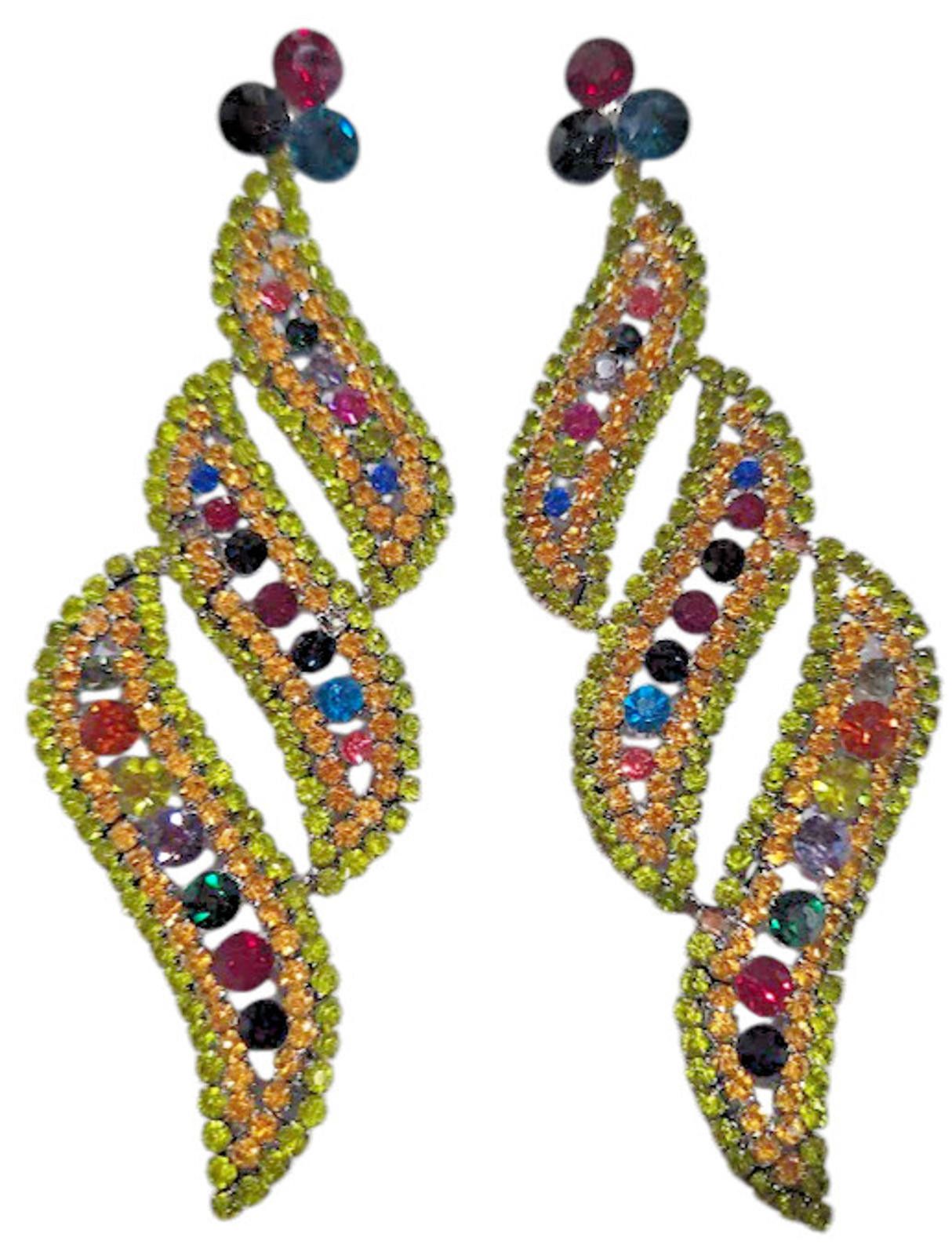 The Unbranded Brand 5.2" Long Rhinestone Earrings Pageant Prom Wedding Dangle Size ONE SIZE - 1 Thumbnail