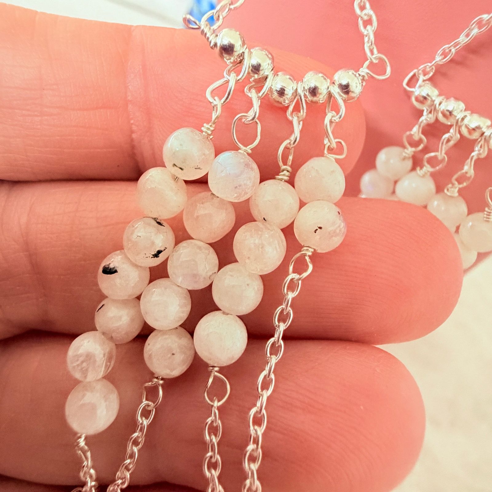 The Unbranded Brand Long Beaded Rainbow Moonstone Dangle Earrings Size ONE SIZE - 4 Thumbnail