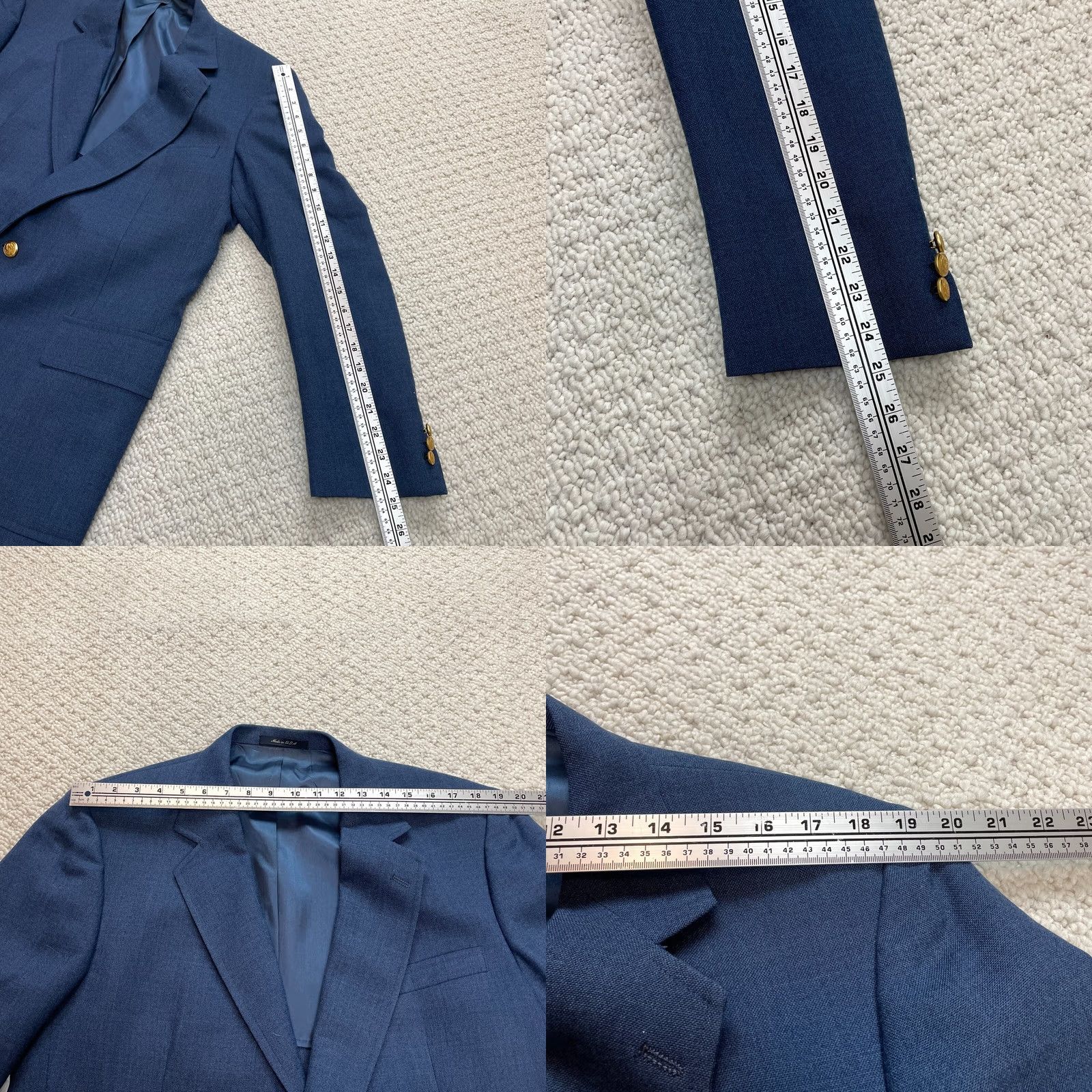 Stanley Blacker Stanley Blacker Blazer Jacket Mens 44 Regular Blue Two-Button Solid Formal Blazer Size 44R - 8 Thumbnail