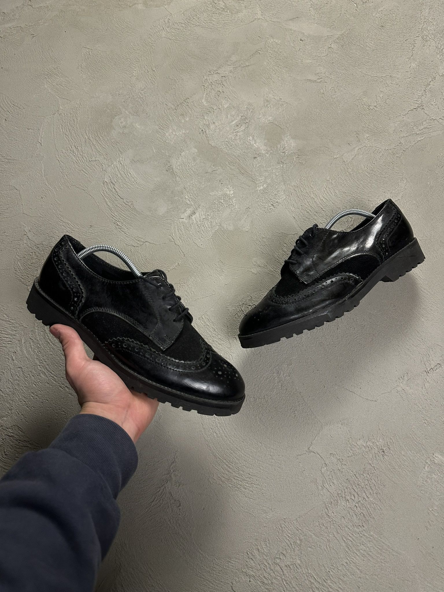 Italian Designers x Vintage Leather Oxford Boots Shoes Oldmoney in Black, Men's (Size 7)