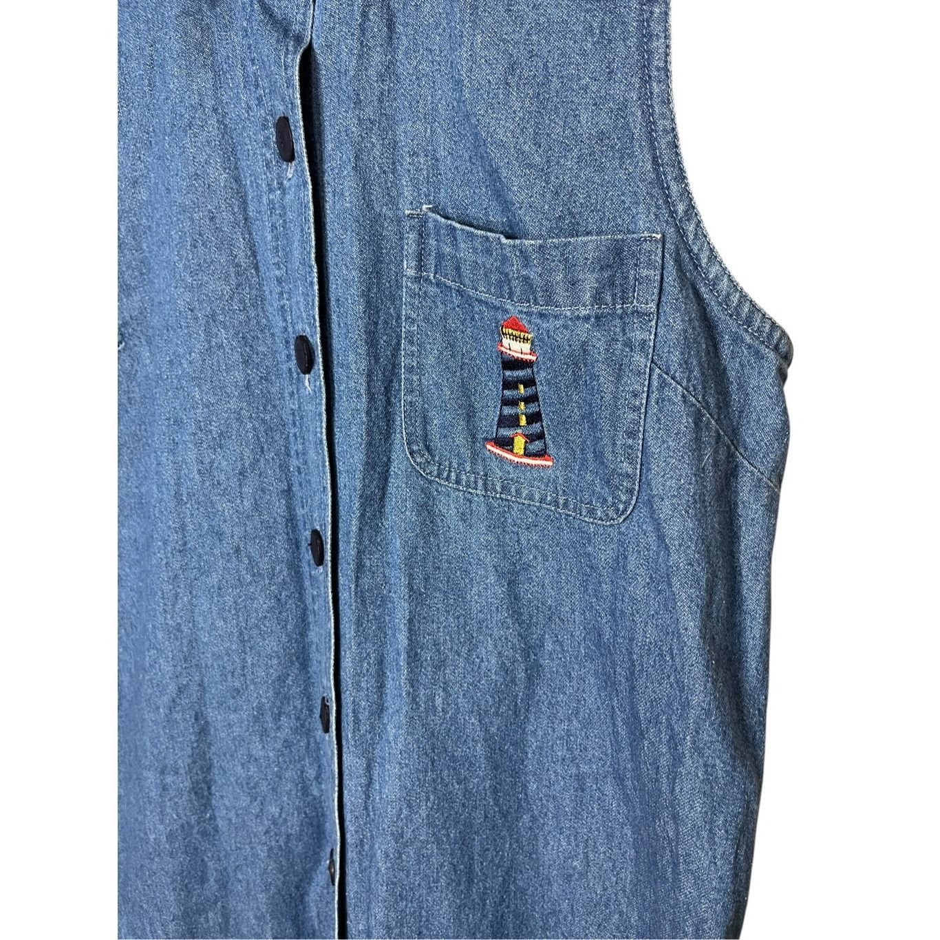 Other Vintage Christopher & Banks Denim Maxi Dress Embroidered Nau Size M / US 6-8 / IT 42-44 - 5 Thumbnail