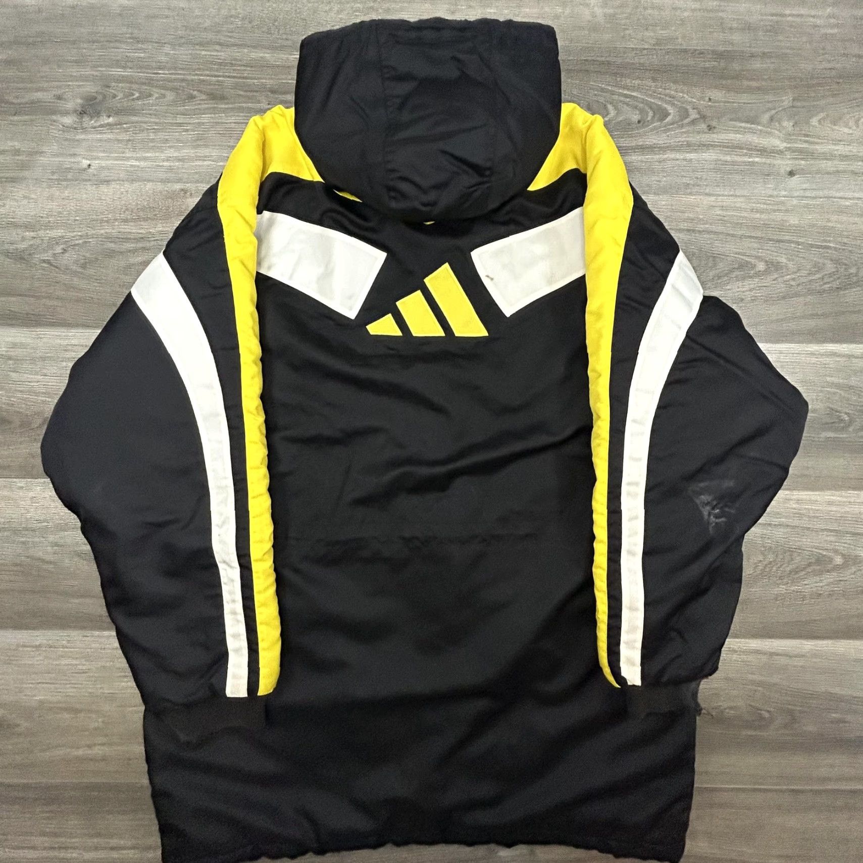 Adidas VINTAGE adidas Jacket Mens L Black Yellow Hooded Puffer Parka Coat 90s Zip Full Zip Hoodie Insulated Lined Pockets Logo 90s Retro Sports Mens Size US L / EU 52-54 / 3 - 2 Thumbnail