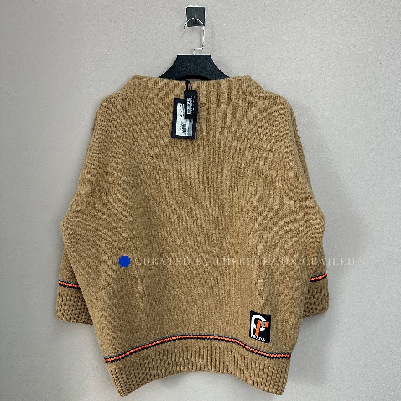 Prada Beige Knit Sweater with Logo Patch Size US S / EU 44-46 / 1 - 1 Thumbnail