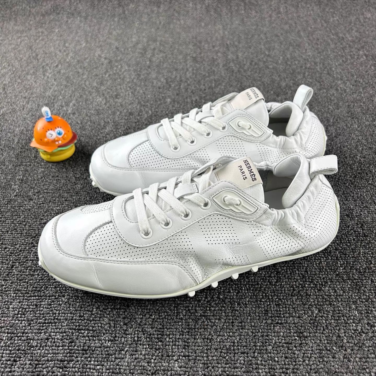 Hermes White Perforated Leather Low-Top Sneakers Size US 7.5 / EU 40-41 - 1 Thumbnail