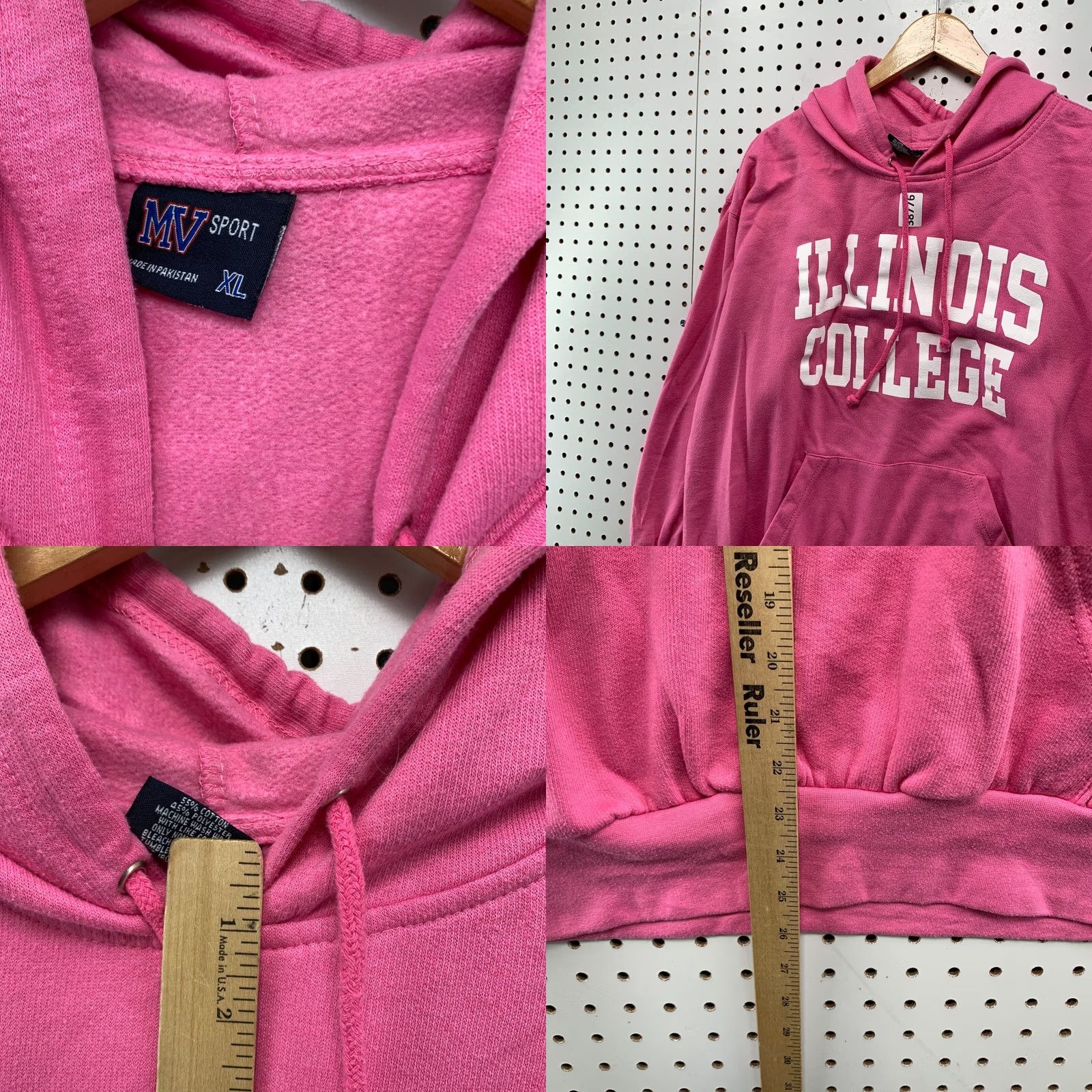 Pinko VINTAGE Illinois College Hoodie Sweatshirt Womens XL Pink Hooded Pullover Size XL / US 12-14 / IT 48-50 - 9 Thumbnail