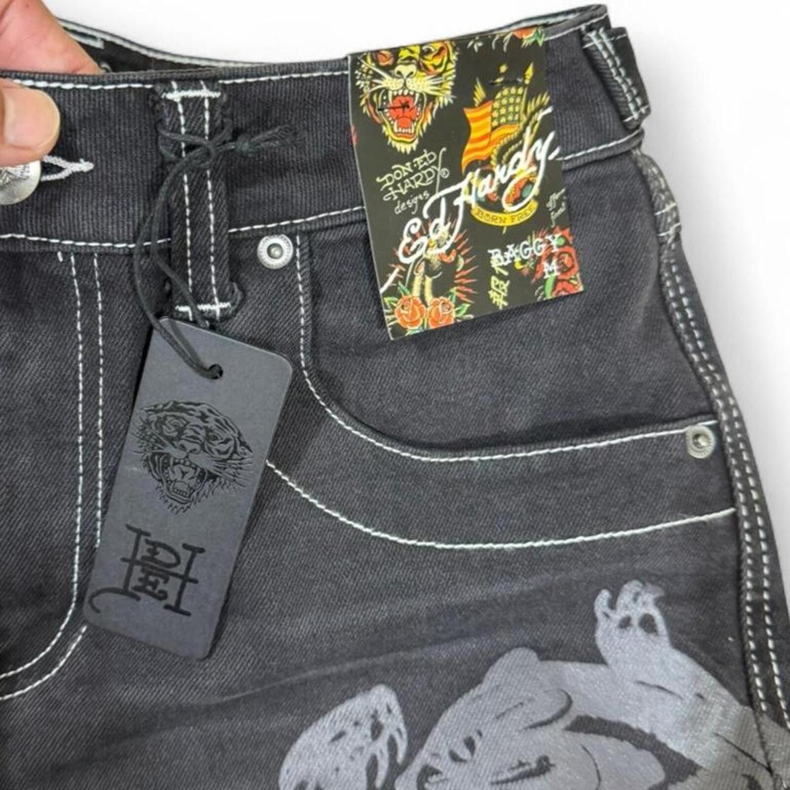 Ed Hardy Ed Hardy black denim shorts Size 29" - 5 Thumbnail