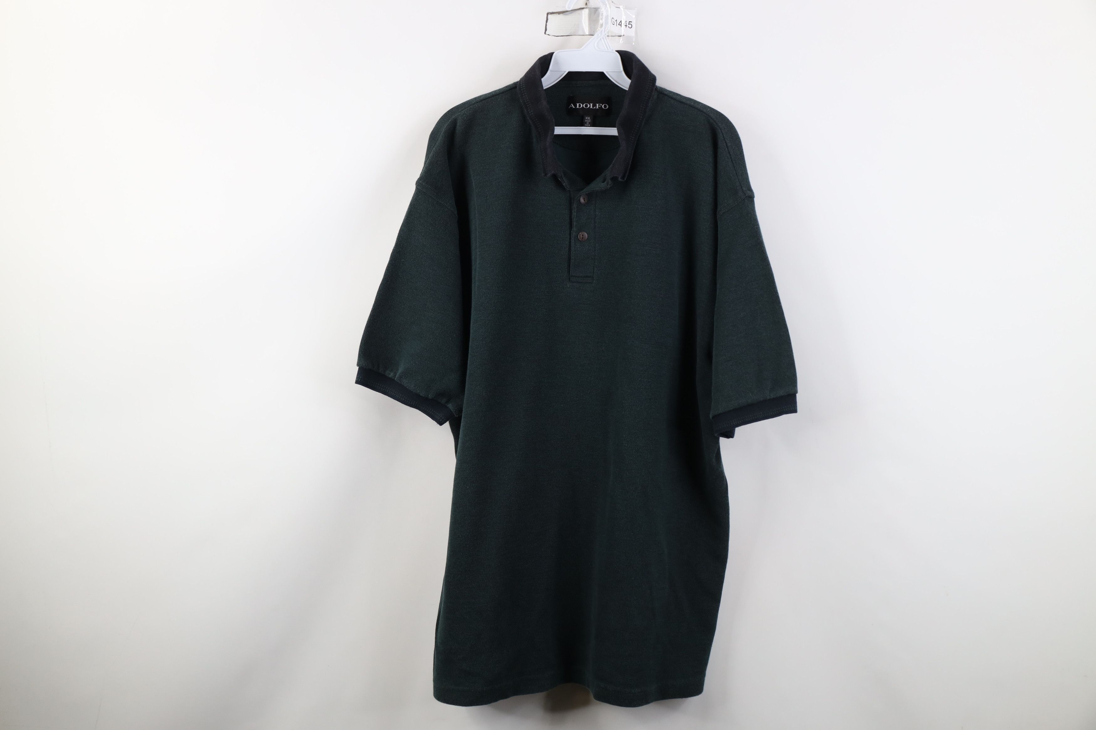Vintage Vintage 90s Streetwear Ribbed Knit Collared Golf Polo Green Size US XXL / EU 58 / 5 - 1 Thumbnail