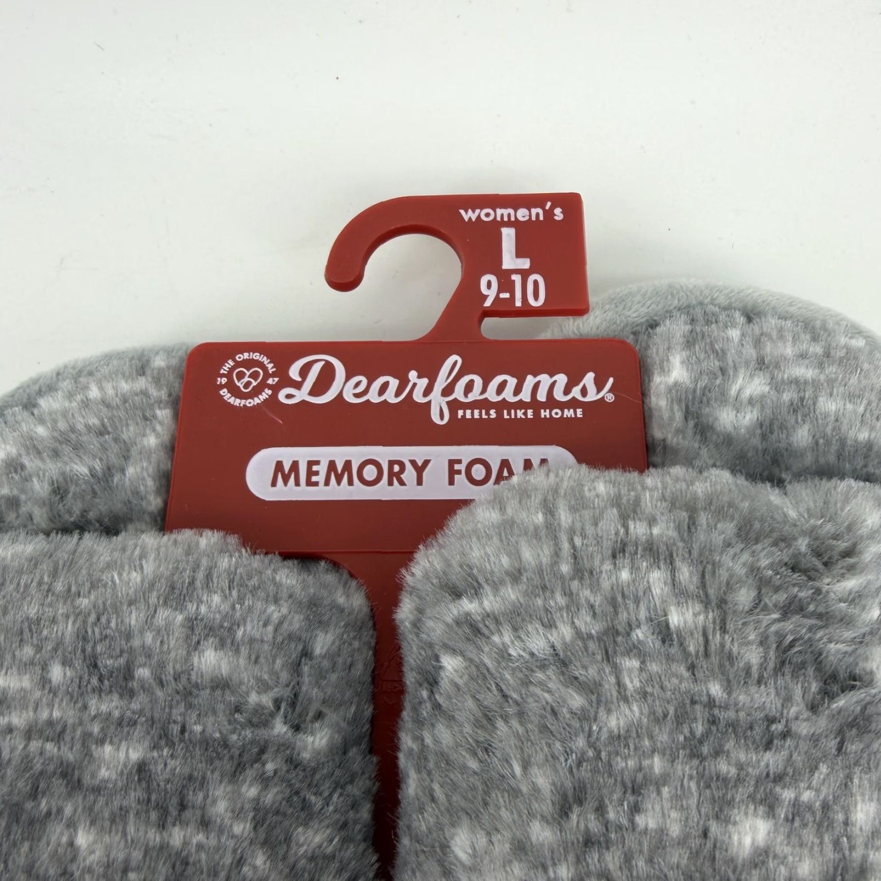 Vintage Dearfoams Slippers Womens 9.5 Gray Faux Fur Memory Foam Mule Indoor House Cozy Size ONE SIZE - 4 Thumbnail