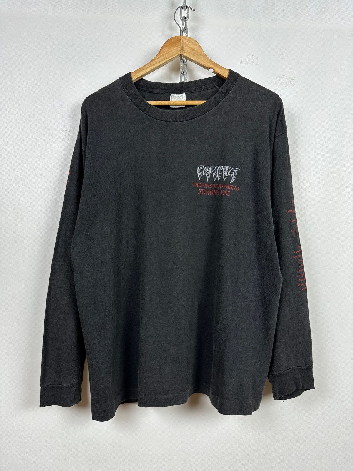 Band Tees 1993 Vintage Cancer Sins Of Mankind Long Sleeve T-Shirt Size US XL / EU 56 / 4 - 2 Thumbnail