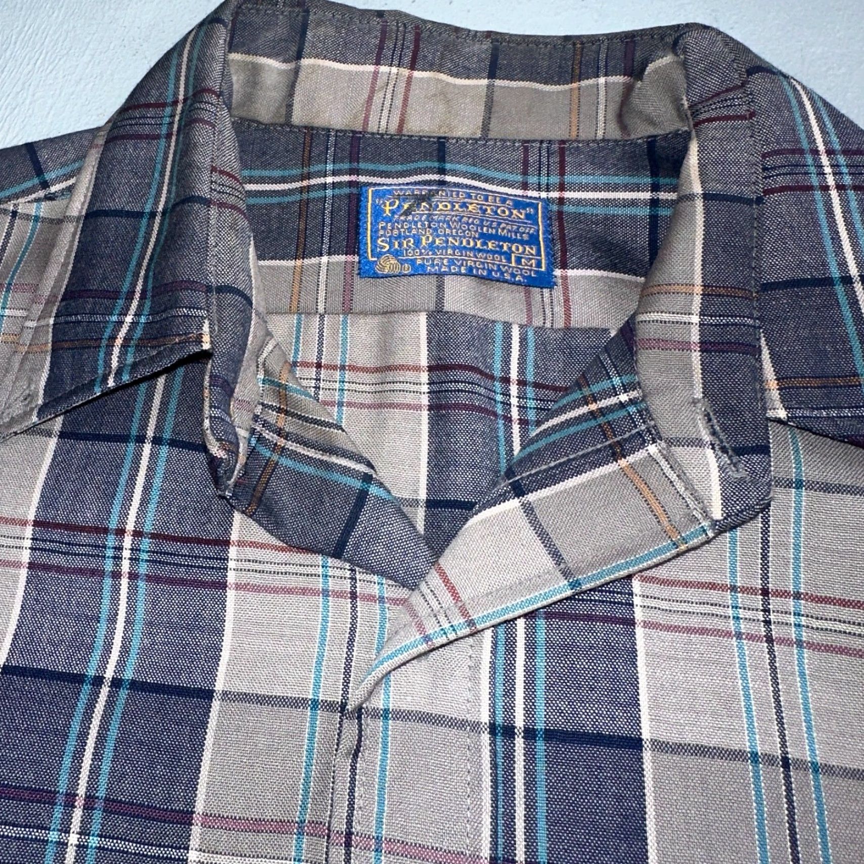 Pendleton VINTAGE Pendleton Shirt Mens M Blue Wool Button-Up 60s 70s Western Outdoors Collared Size US M / EU 48-50 / 2 - 3 Thumbnail