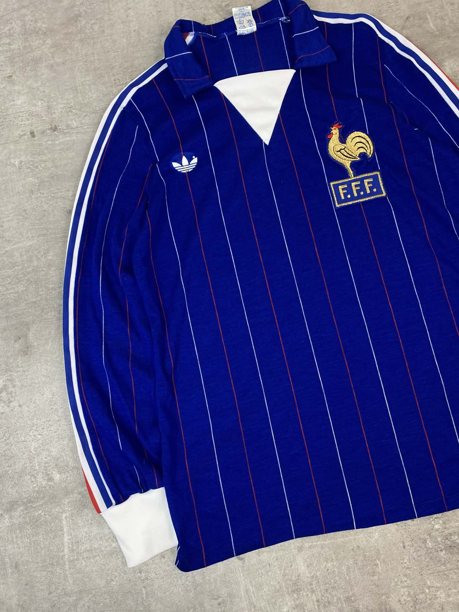 Adidas Vintage Adidas France Blue Jersey Soccer 1980s Longsleeve Size US S / EU 44-46 / 1 - 5 Thumbnail
