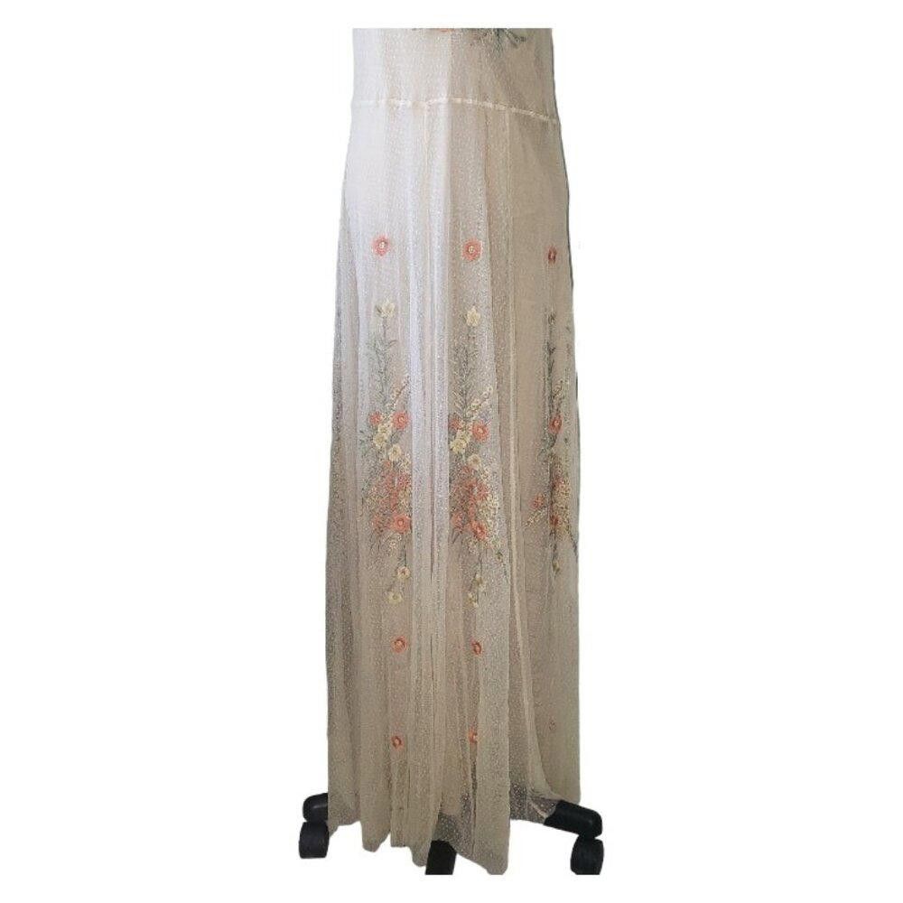 Designer CT1631 Johnny Was Mesh Floral Embroidered Maxi Dress L Size L / US 10 / IT 46 - 3 Thumbnail