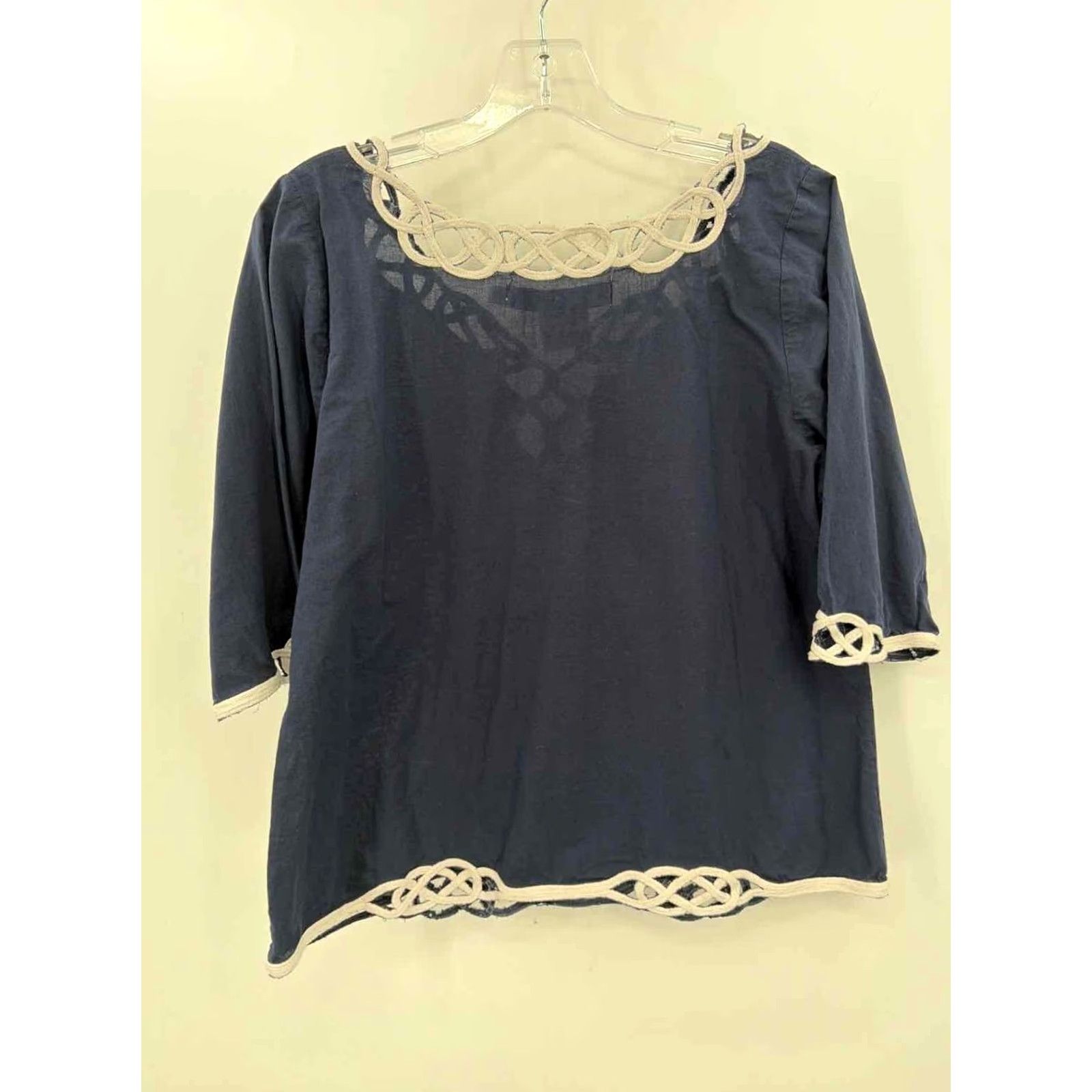 Vintage Gretchen Scott Blouse Navy Medium Size M / US 6-8 / IT 42-44 - 3 Thumbnail