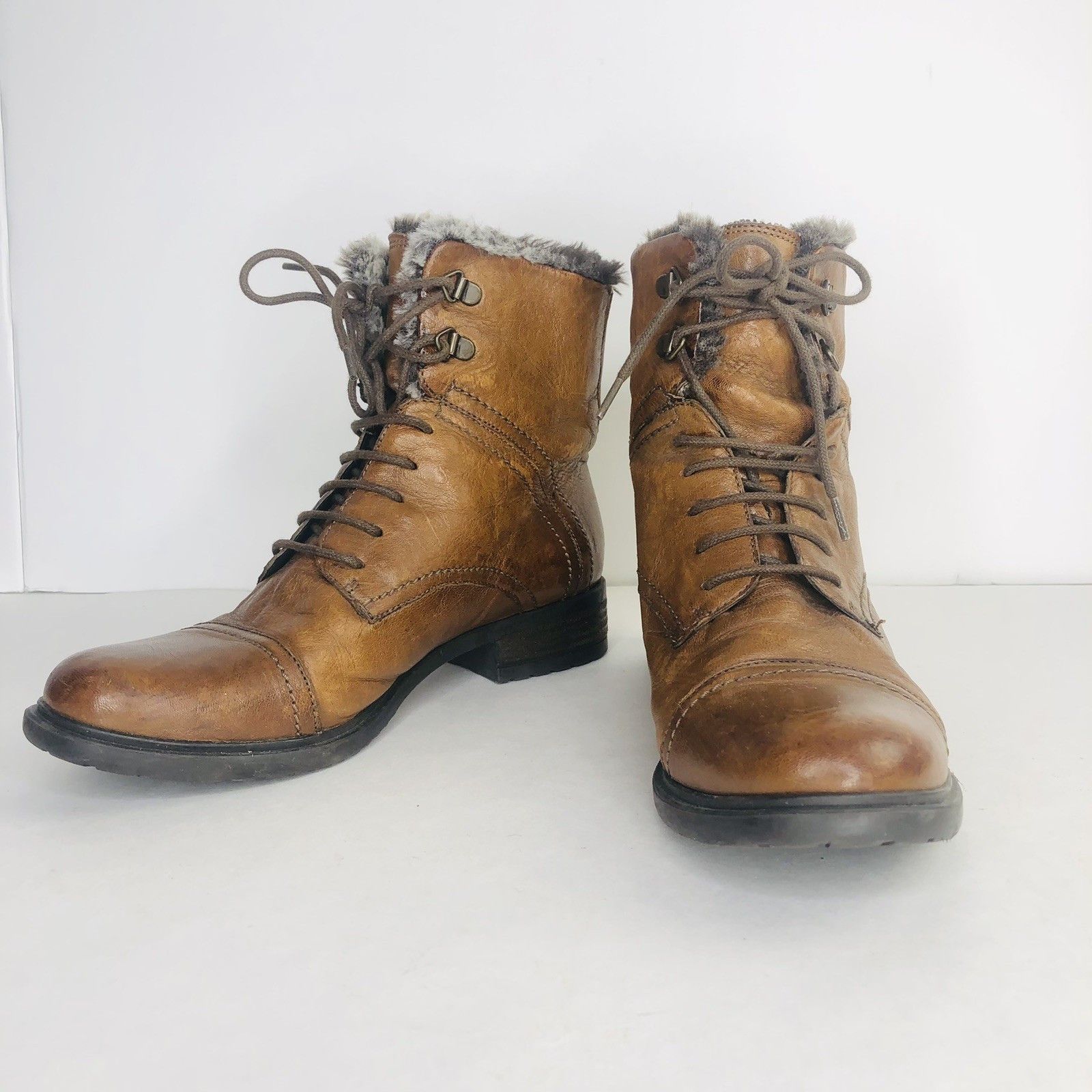 Clarks CLARKS COMBAT BROWN SUPPLE LEATHER BOOTS WOMENS Sz 6 1/2 Size US 6.5 / IT 36.5 - 1 Thumbnail