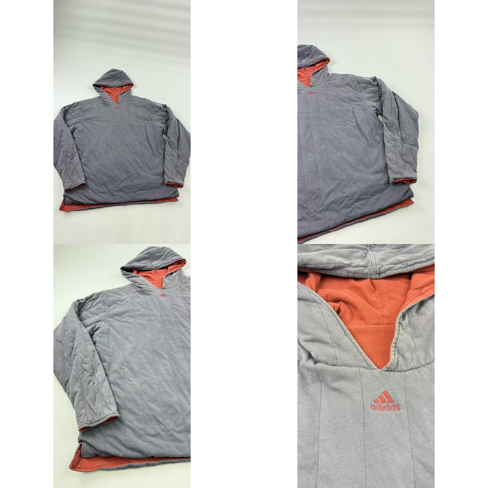 Adidas Adidas Hoodie Mens Large Reversible Pullover Quilted Red Gray Sweatshirt Size US L / EU 52-54 / 3 - 9 Thumbnail