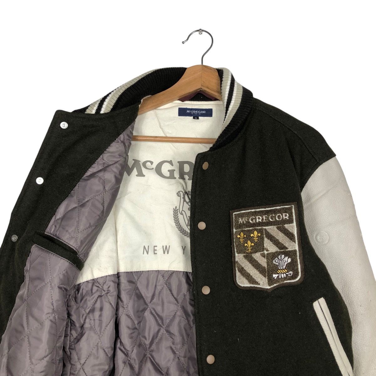 Japanese Brand 📌Vintage Bomber Varsity Jacket Leather Mc Gregor Big Logo Size US M / EU 48-50 / 2 - 13 Thumbnail