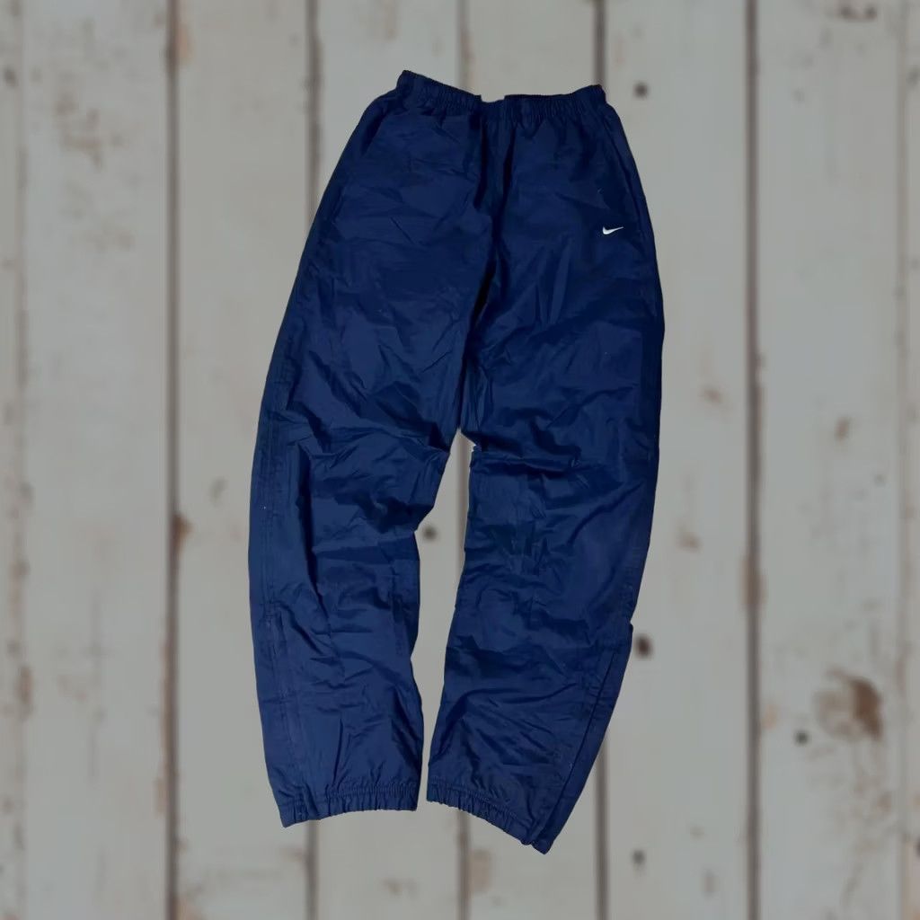 Nike VINTAGE Nike Track Pants Men S Blue Nylon Drill 00s Swoosh Nylon Drill 90s 00s Nike Track Pants Mens Blue S Size US 29 - 1 Thumbnail