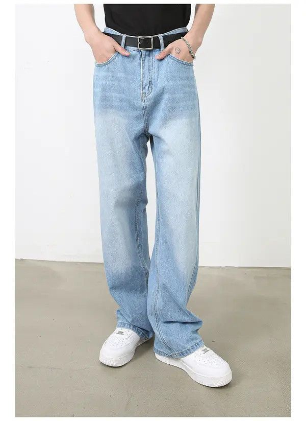 Japanese Brand VIBE Japanese retro washed light blue jeans loose straight Size US 32 / EU 48 - 2 Thumbnail