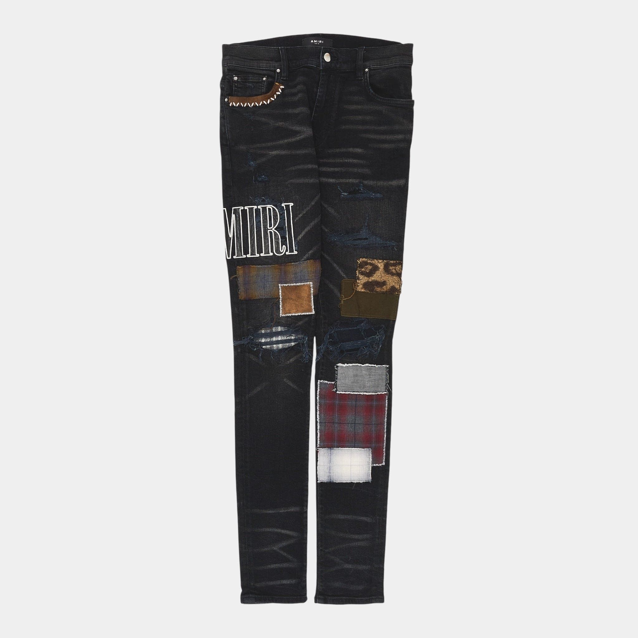 Amiri Black Grunge Patch Jeans | Grailed